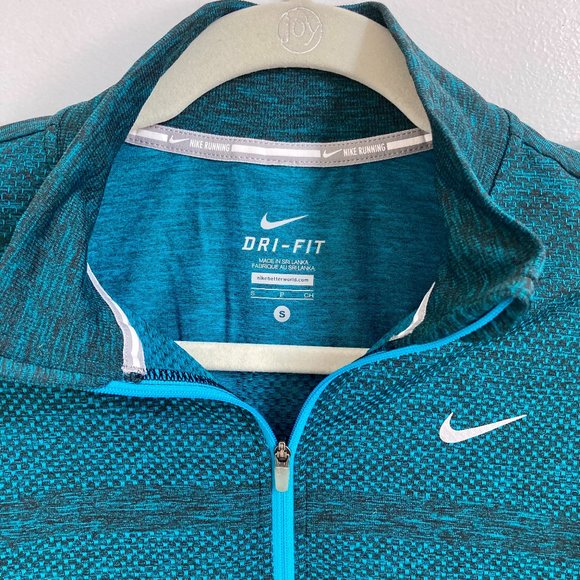 Nike Dri Fit Knit Half Zip running pullover in "Forest Green Heather" S - Picture 6 of 9